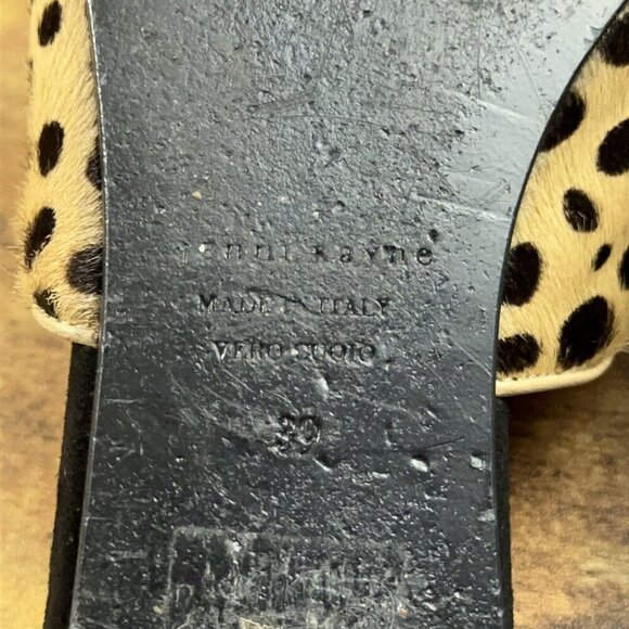 Jenni Kayne Cheetah Print Mules Size 39 Pony Hair Slip On Pointed Toe Flats - Picture 14 of 16